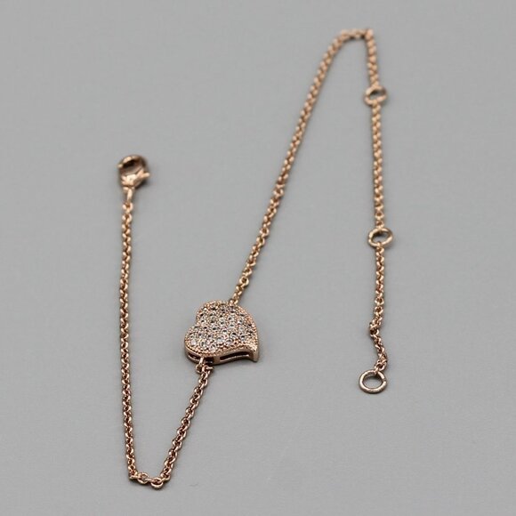 Love heart bracelet rose gold plated simple dainty - Picture 6 of 6